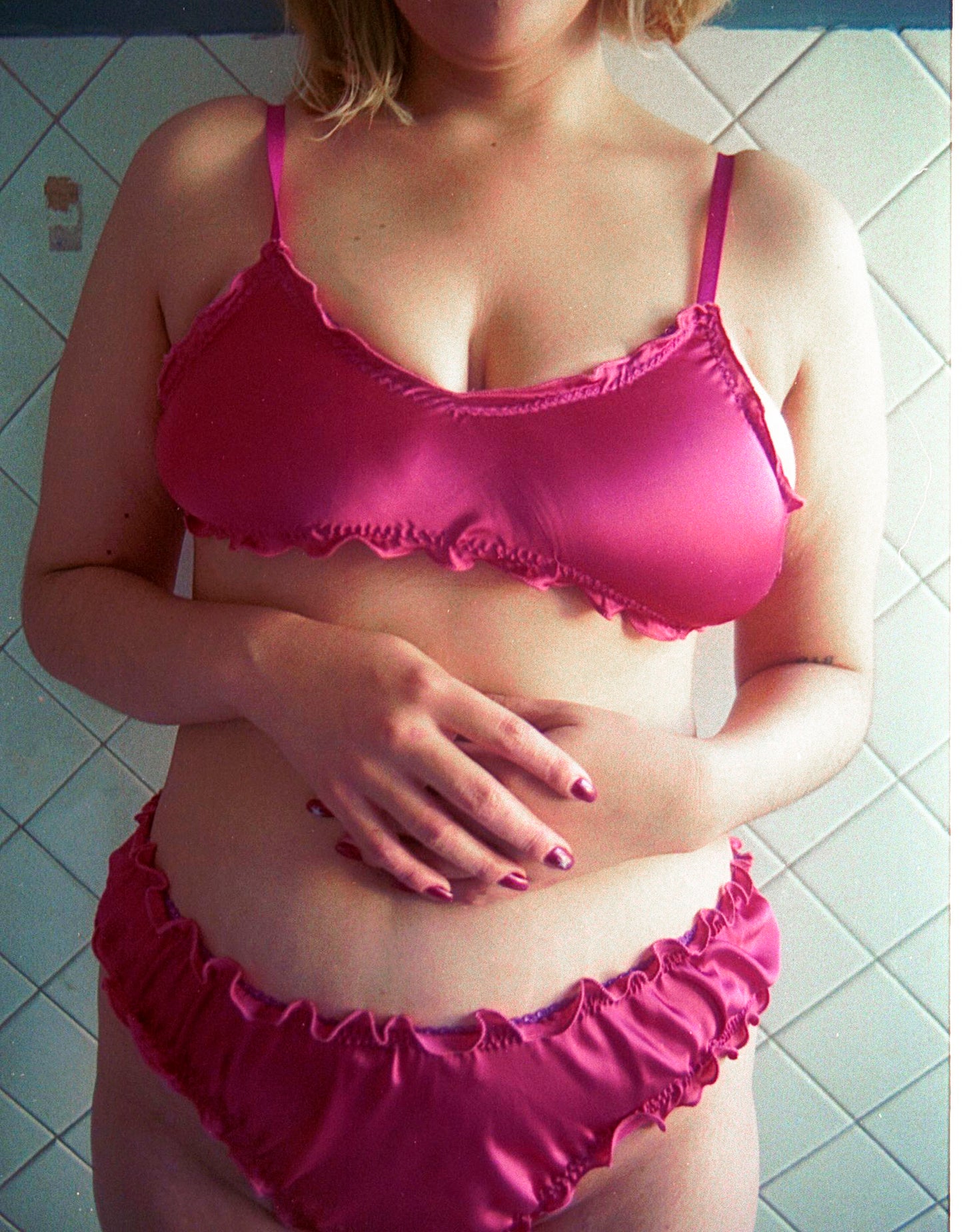 Arabella red silky frill bra
