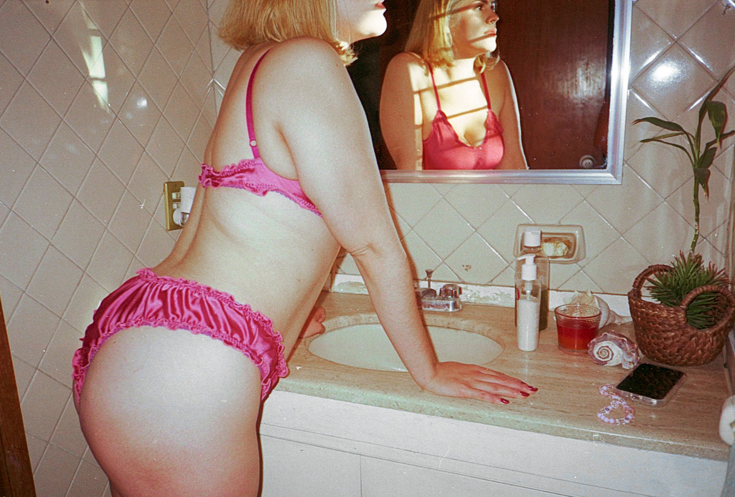 Arabella red silky frill thong