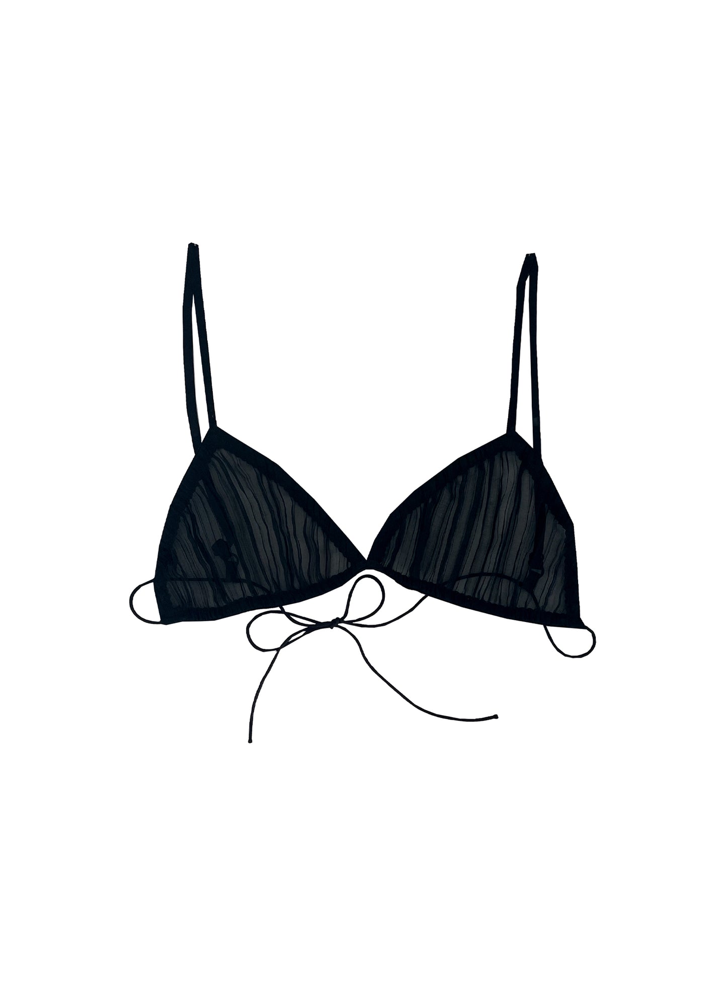 Lara 100% pleated silk bra - black