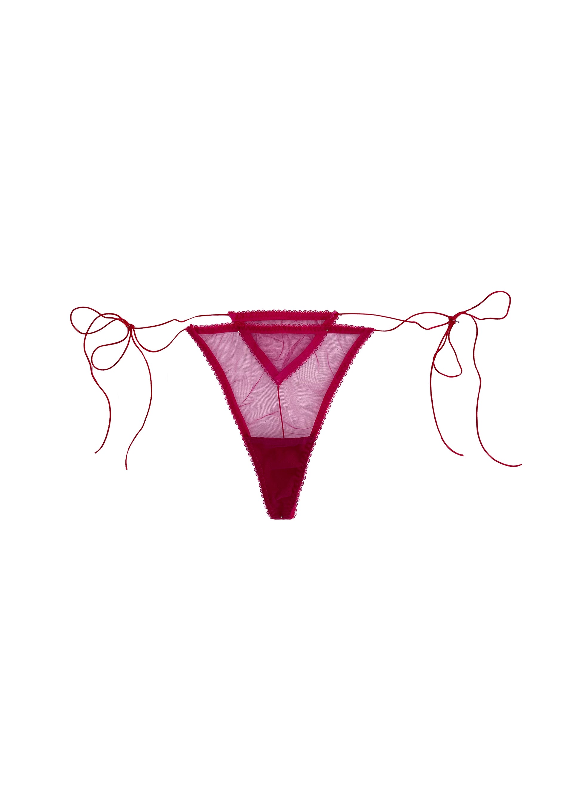 Sheer pink tie-side G-string