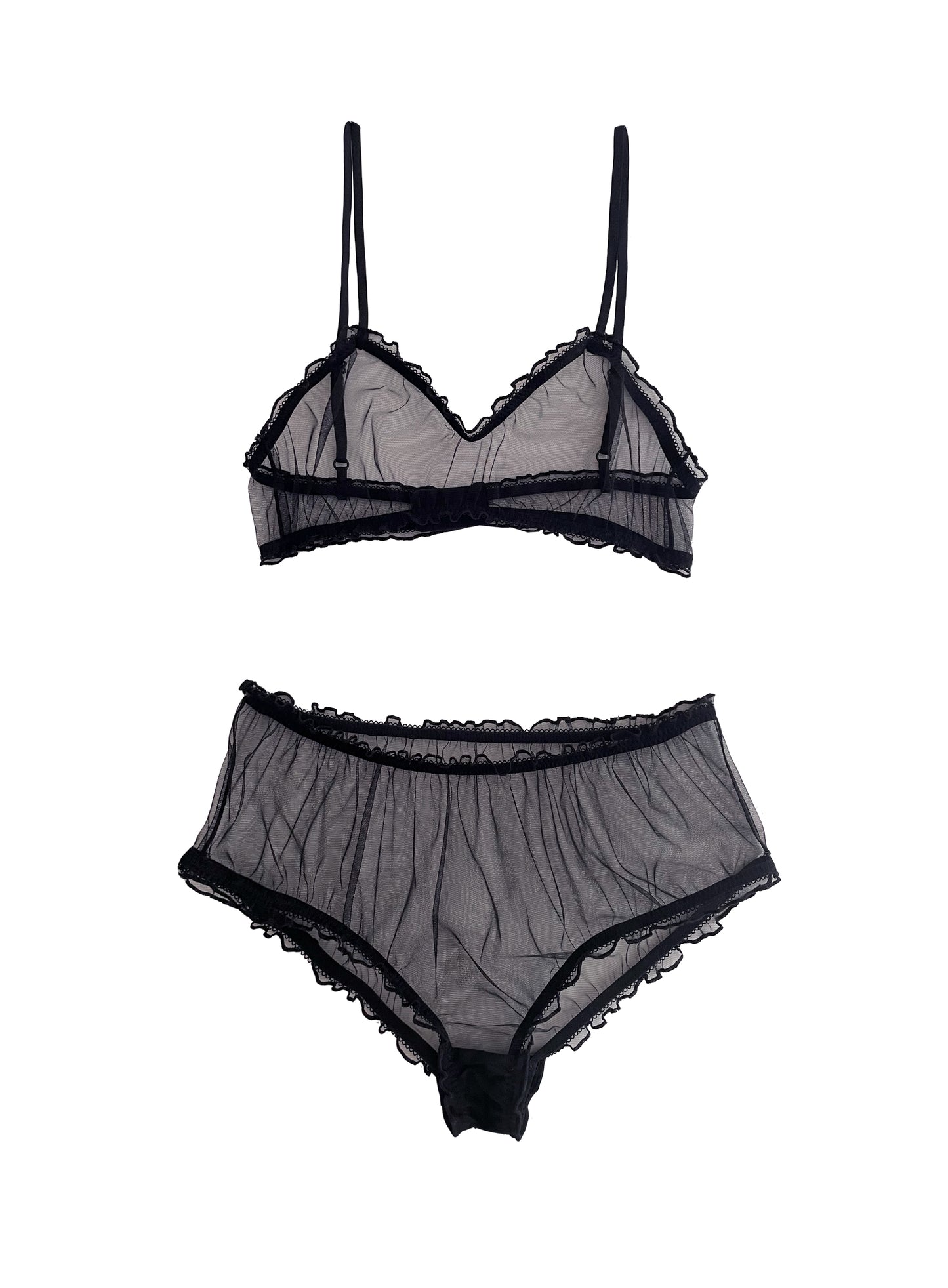 Maya black frilly lingerie set