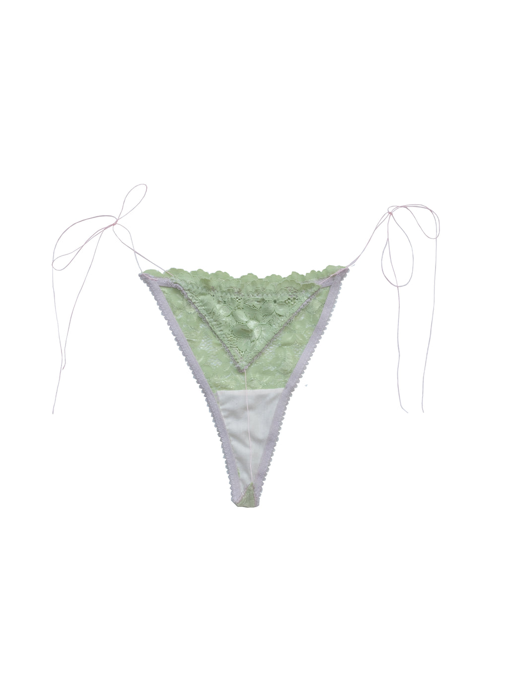 Lace g-string with pink ties