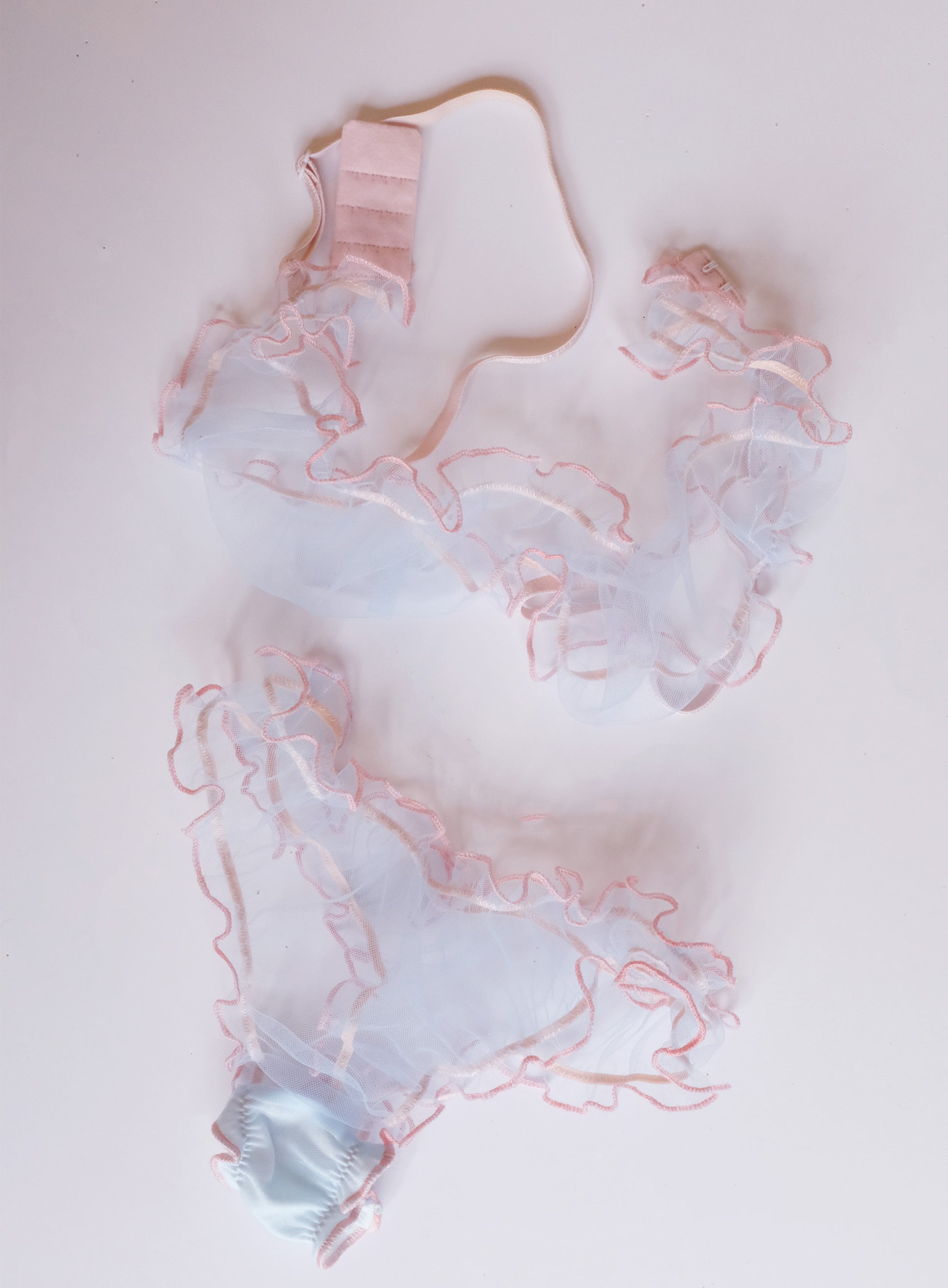 Baby blue frilly lingerie set