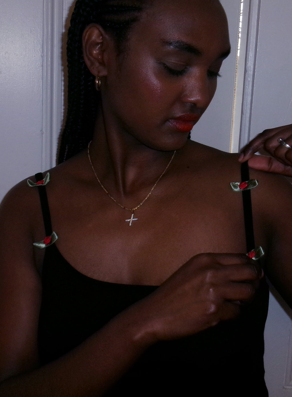 Black cotton strappy top