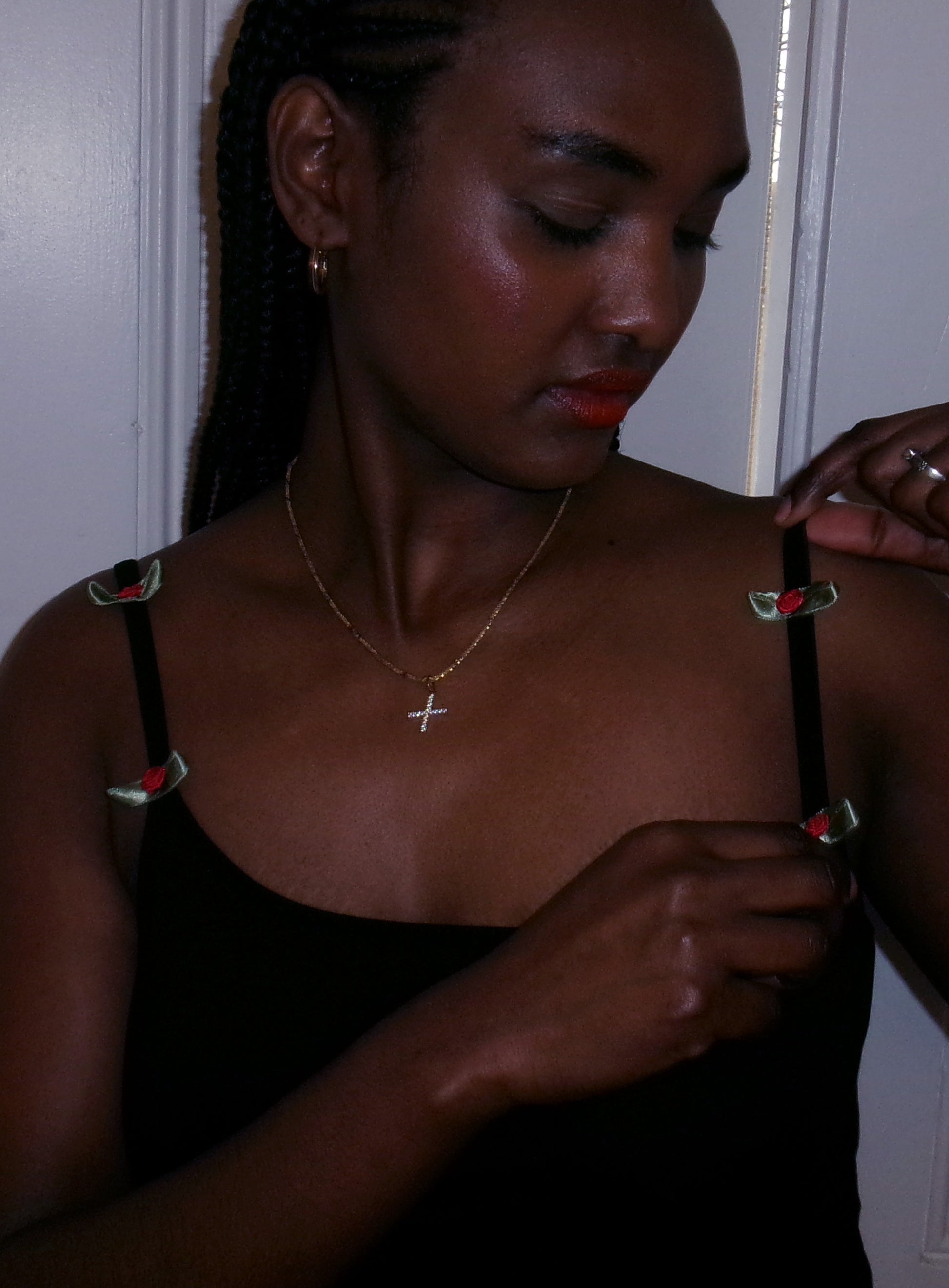 Black cotton strappy top
