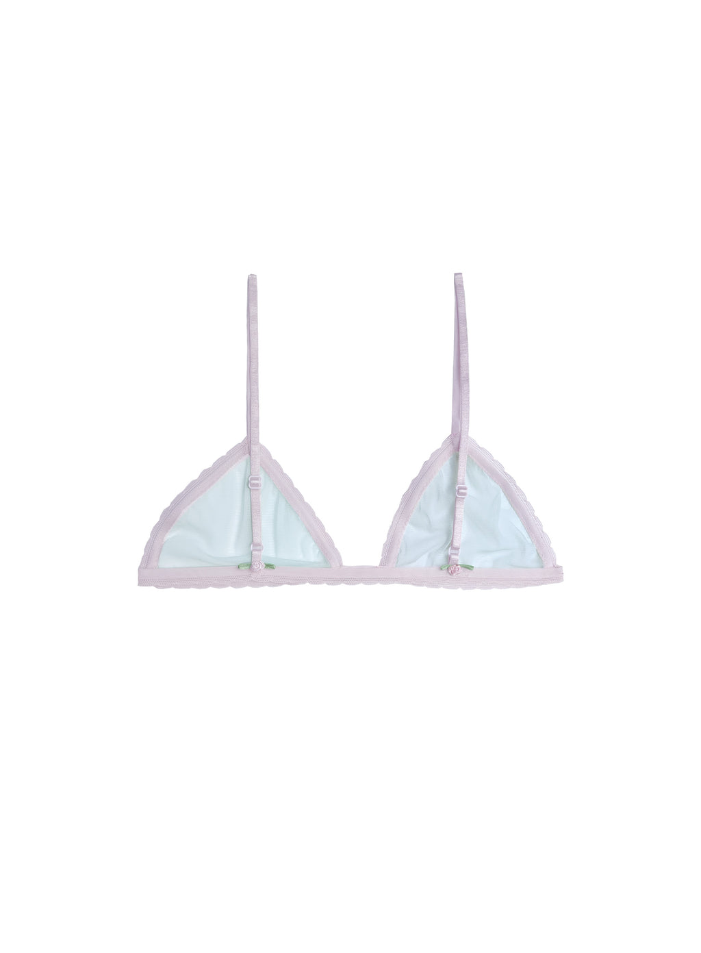 Rosette turquoise tulle bralette, flat lay back view