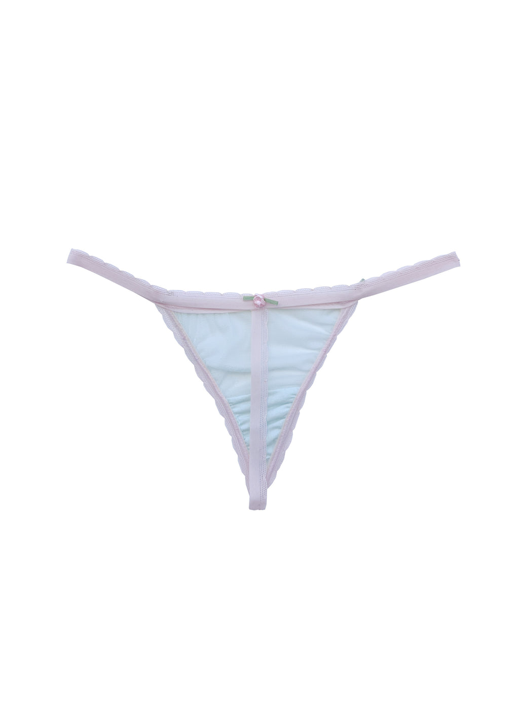 Rosette turquoise T-string, back view