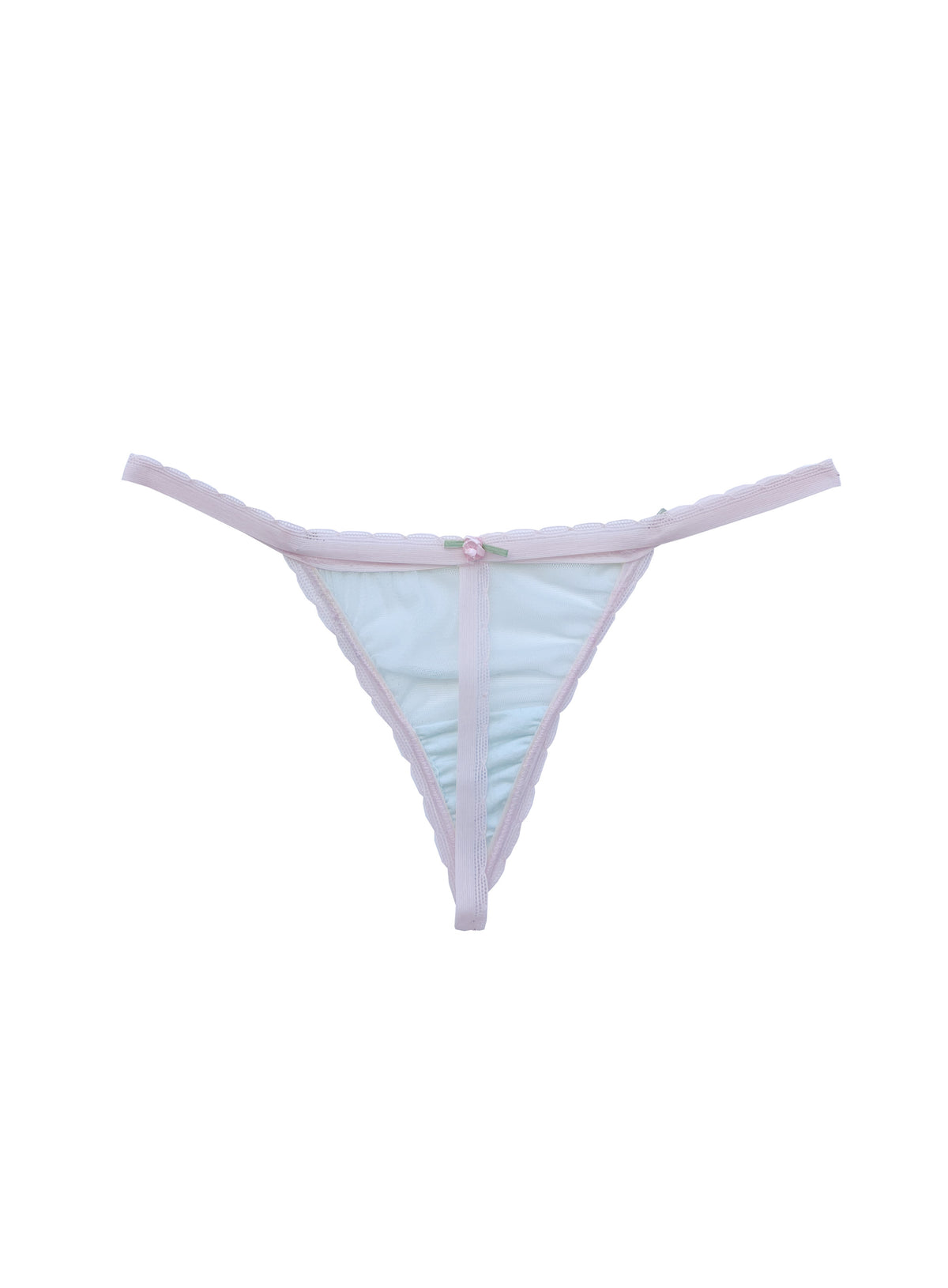 Rosette turquoise T-string, back view