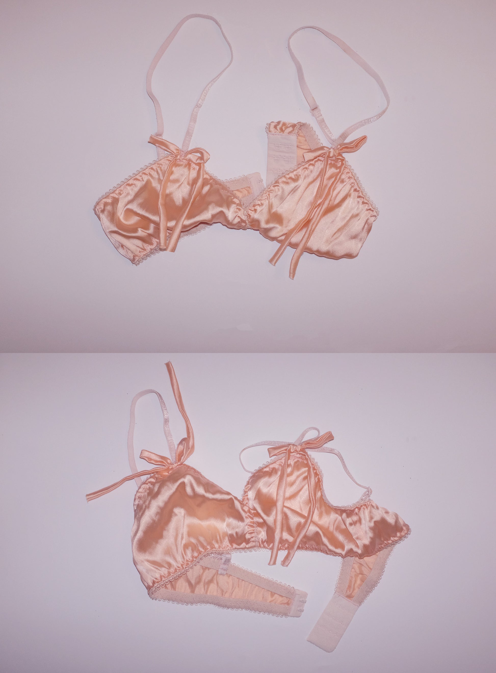 Hold me - Peach satin bow bra