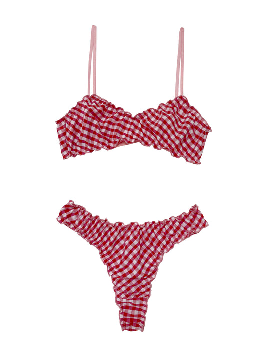 Clemence red gingham set