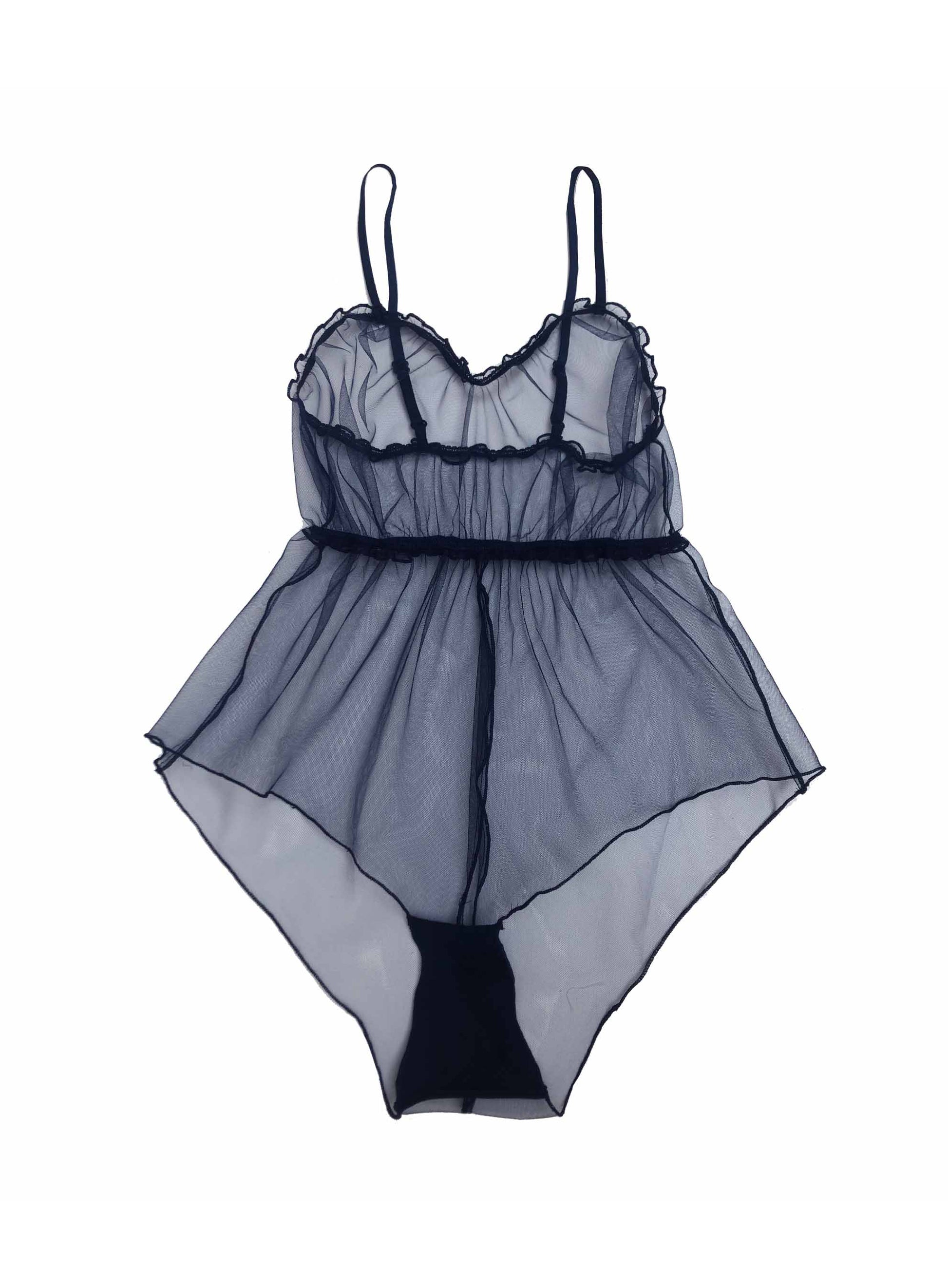 Sheer navy bodysuit
