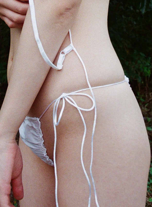 Lara - White cotton G string