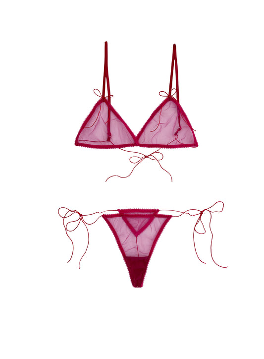 Lara pink mesh lingerie set