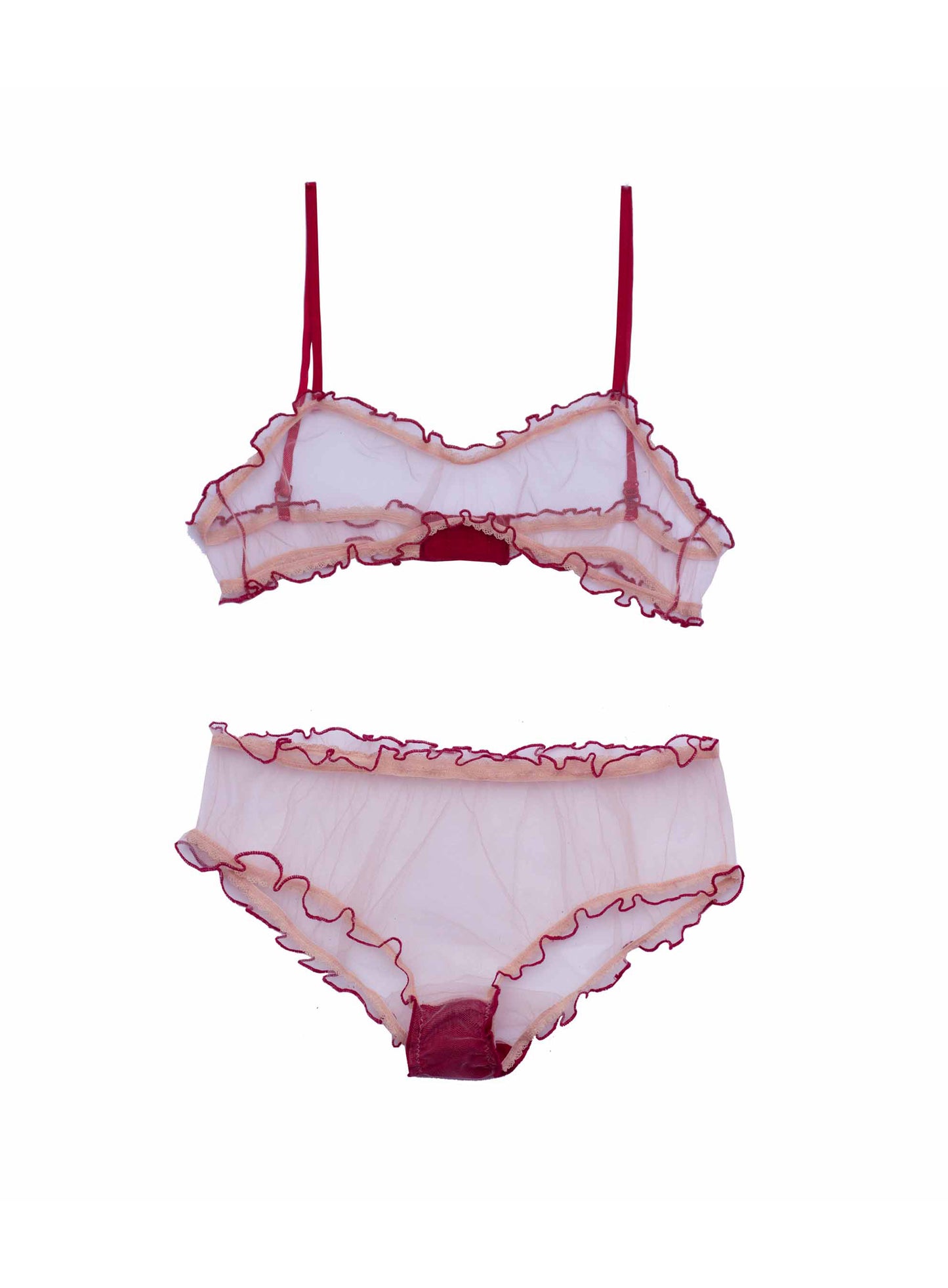 Maya red frilly lingerie set