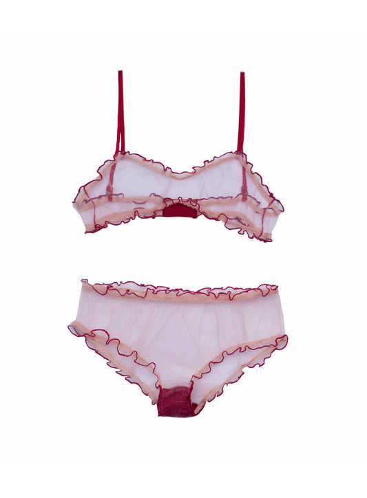 Maya red frilly lingerie set